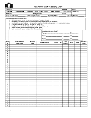 Staar Seating Chart  Form