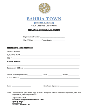 BAHRIA TOWN  Form