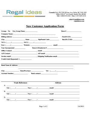 Customer Application  Form