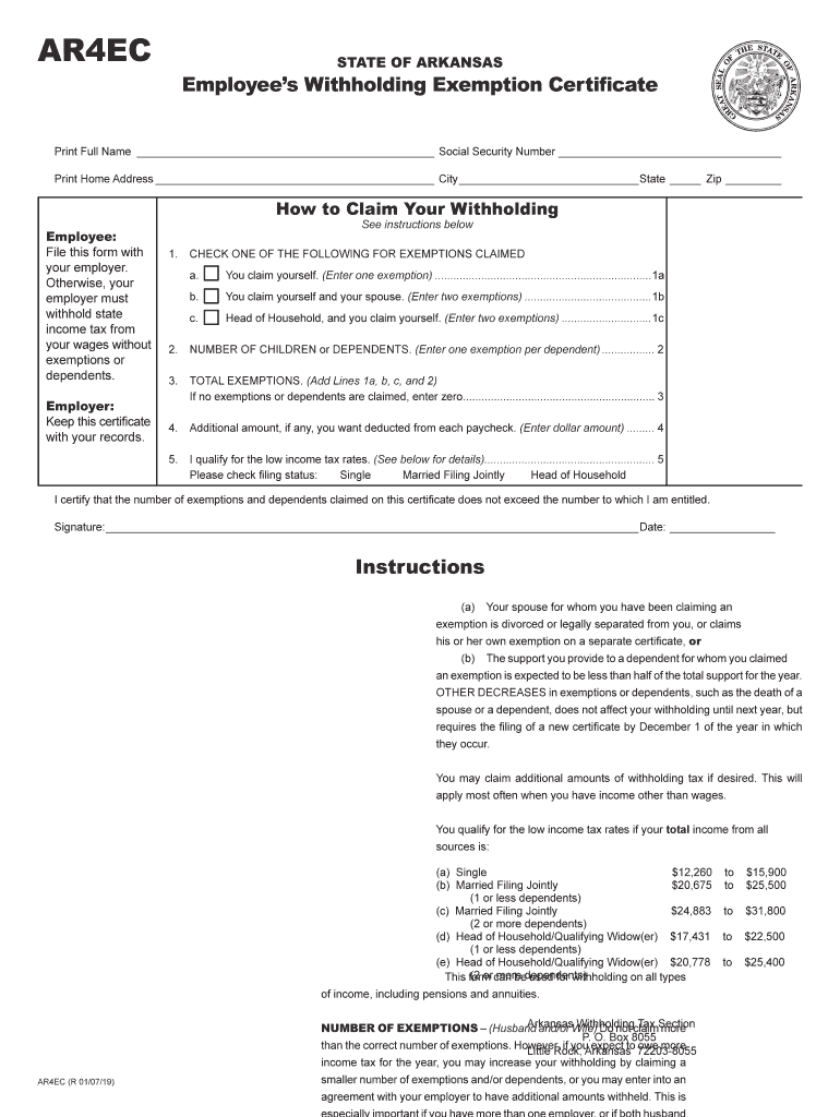  Ar Withholding Form 2019