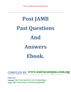 JAMB Past Questions and Answers on English PDF Download  Form
