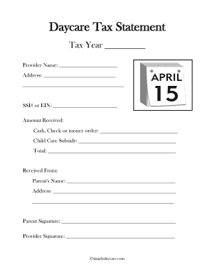 Daycare Tax Statement Template  Form