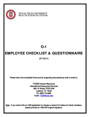 Get and Sign Employee QuestionnaireO 1 2017-2022 Form