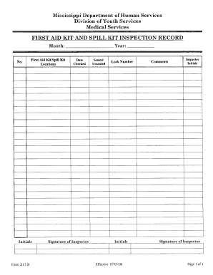 First Aid Kit Inspection Checklist Template  Form