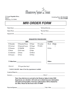 Mri Order Form