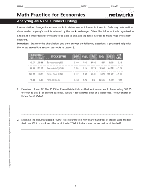 Math Practice for Economics Answer Key  Form