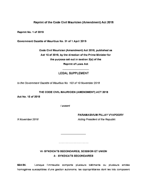 Code Civil Mauricien Amendment Act  Form