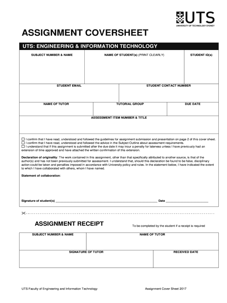 uts feit assignment cover sheet