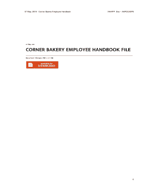 Corner Bakery Employee Handbook  Form