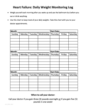 Heart Failure Weight Log PDF  Form