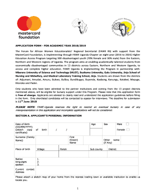 Fawe Application Form