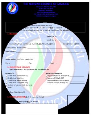 Nursing Council of Jamaica  Form