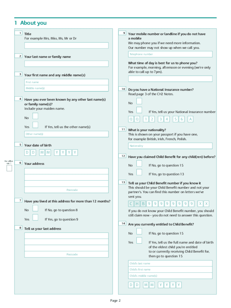  Child Benefit Form Fill Online 2019