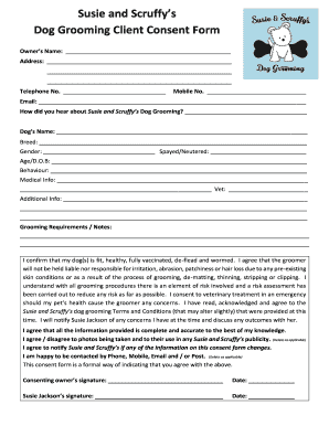 Dog Grooming Contract Template Form - Fill Out and Sign Printable PDF  Template | signNow