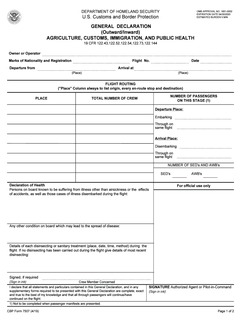 Get and Sign Cbp Form 7507