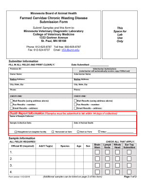 Chronic Wasting Disease Sample Submission Form