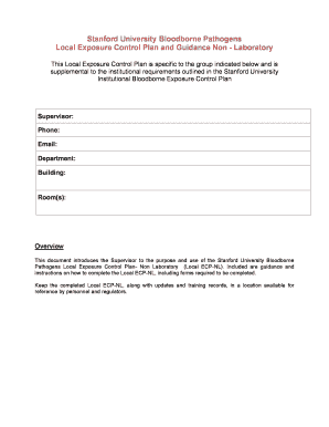 Local Exposure Control Plan and Guidance Non Laboratory  Form