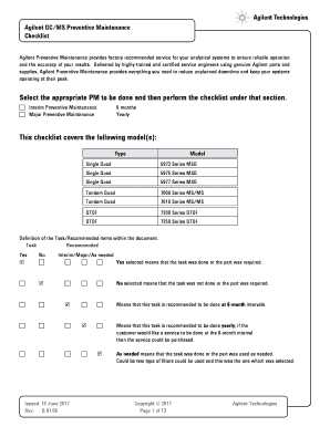 Agilent GCMS Preventive Maintenance  Form