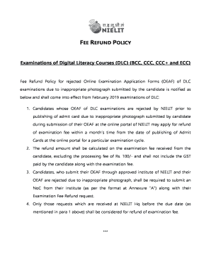 Nielit Fee Refund  Form