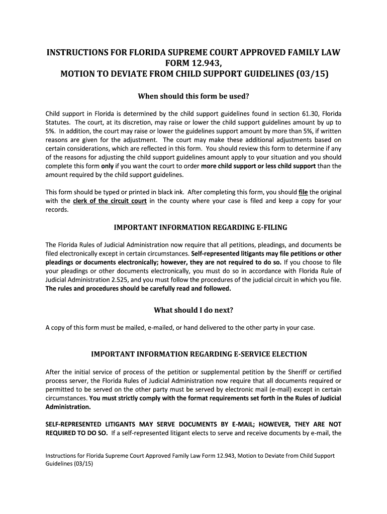  MOTION to DEVIATE from CHILD SUPPORT GUIDELINES 0315 2015-2024