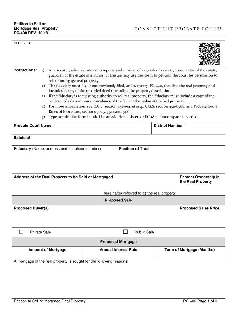  Ct Probate Form Pc 400 2018-2024