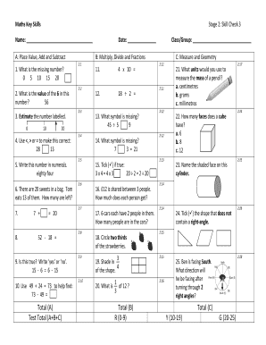 Maths Key Skills Stage 4  Form