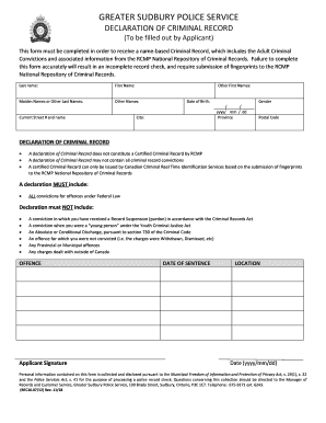  Police Declaration Form 2018-2024