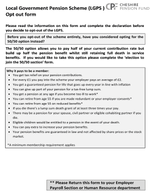 Local Government Pension Scheme LGPS Opt Out Form