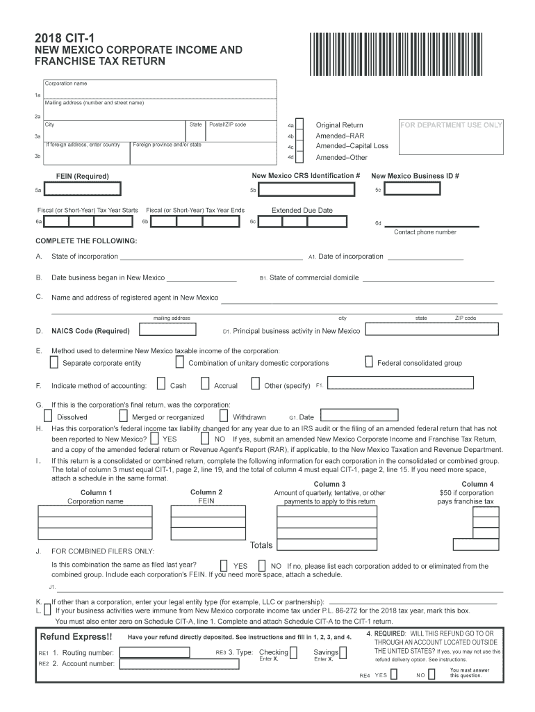 New Mexico Cit 1  Form