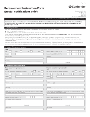 Santander Bereavement Form