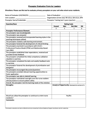 Preceptor Evaluation Form