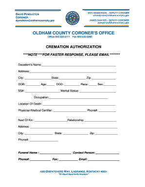 WES HENDERSON DEPUTY CORONER  Form