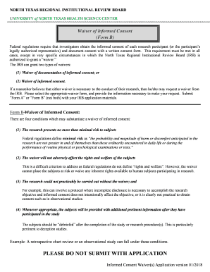 Waiver of Informed Consent Form B