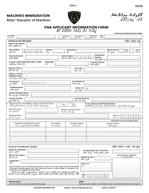 Maldives Immigration Form