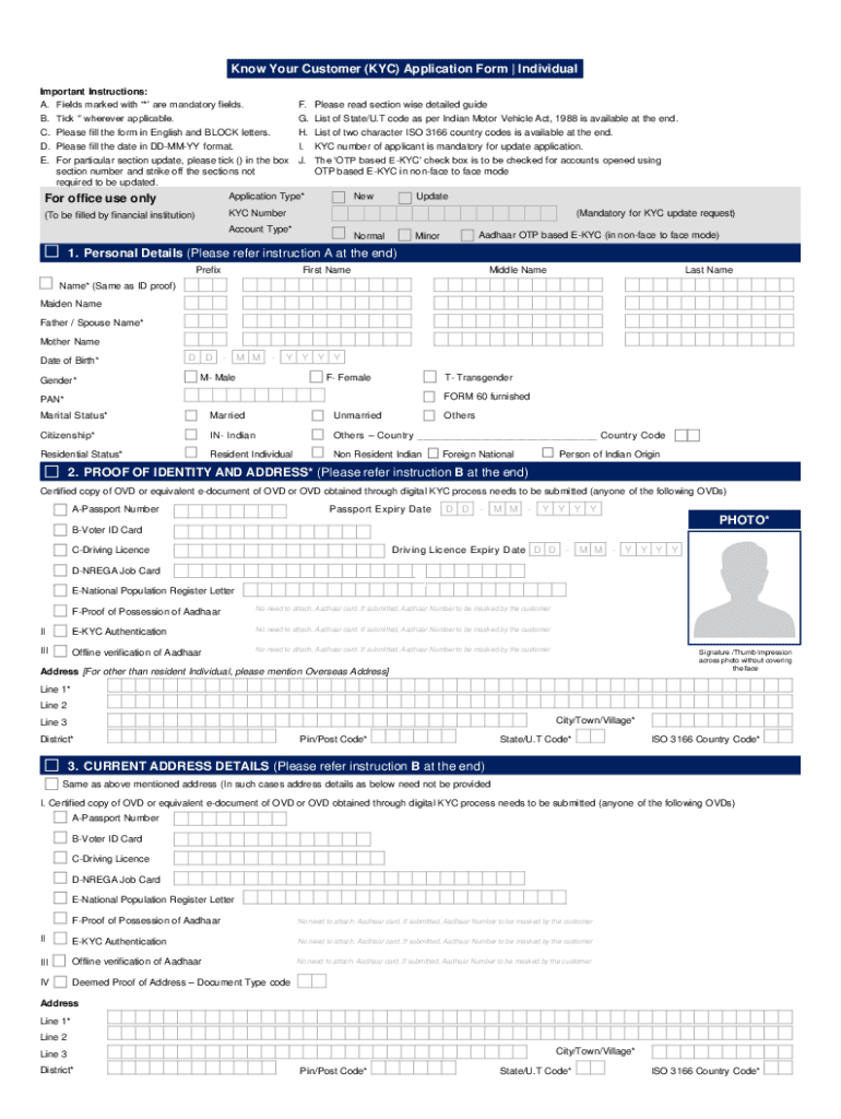  CKYC &amp; KRA KYC Form Know Your Client Application F 2022-2024