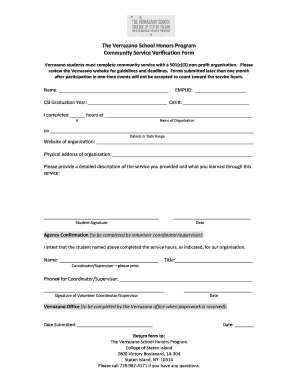 Verrazano Service Verification Form