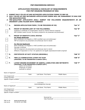 Pnp Housing Application Requirements  Form