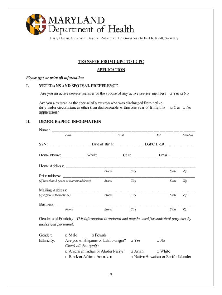 Md Application Lcpc  Form