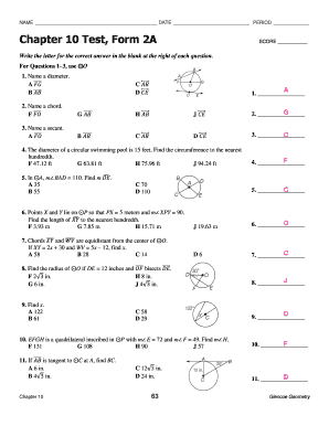 Chapter 10 Test Form 2a