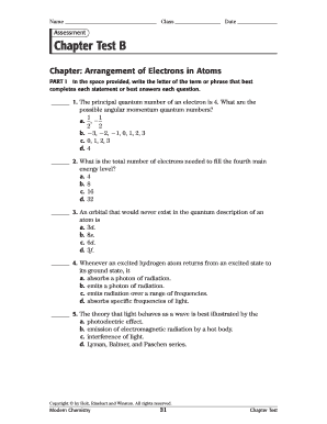 Chapter Arrangement of Electrons in Atoms  Form