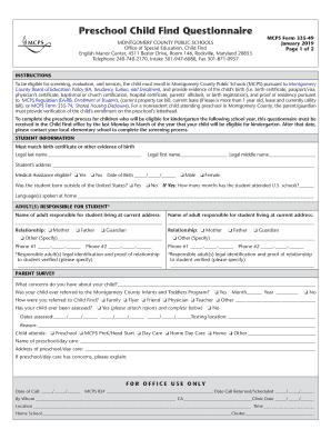  Preschool Child Find Questionnaire 2019-2024