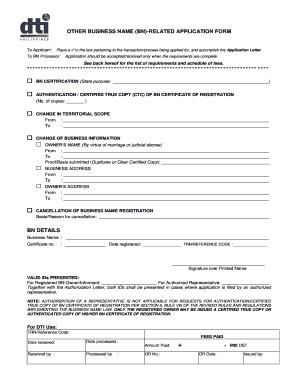 Other Bn Related Application Form