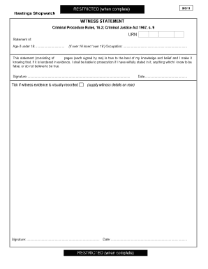 Hastings Shopwatch MG11 Blank  Form