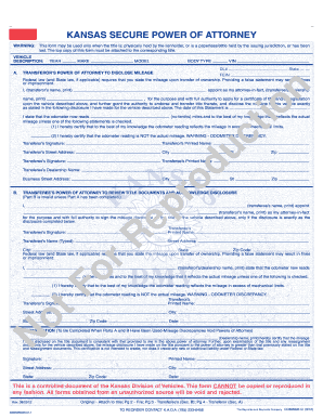 Kansas Secure Power of Attorney  Form