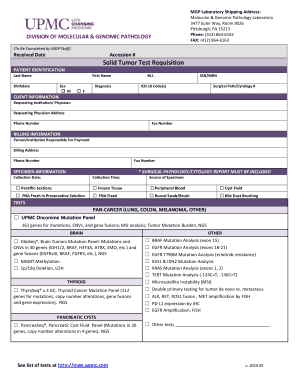  Solid Tumor Test Requisition UPMC Molecular & Genomic Pathology 2019