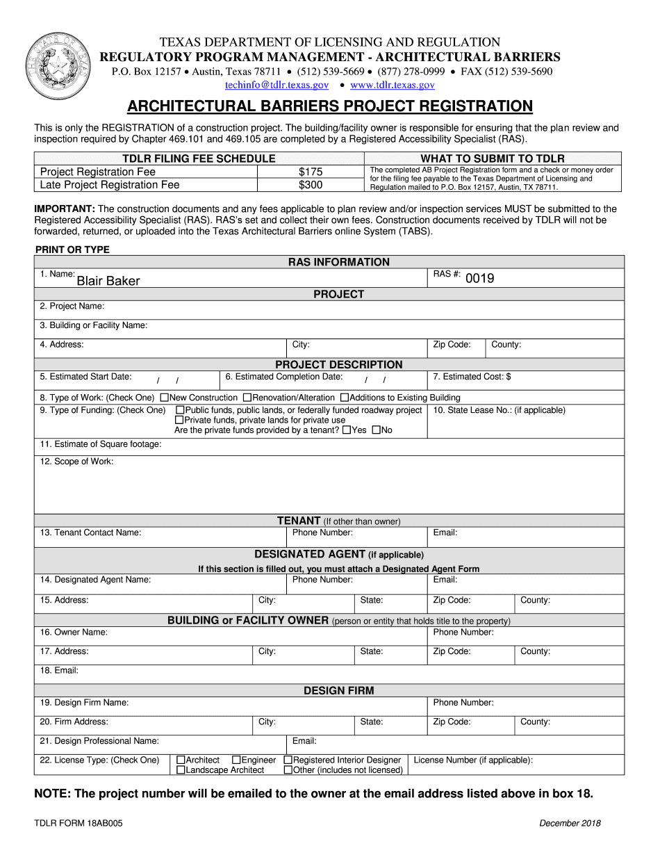 Tdlr Registration  Form