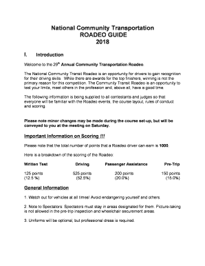Get and Sign National Community Transportation ROADEO GUIDE PDF4PRO 2018-2022 Form