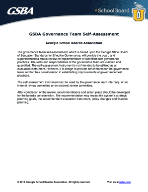 GSBA Governance Team Self Assessment  Form