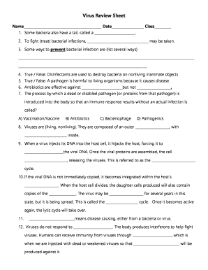 Bacteria Review Worksheet 1 Answer Key  Form