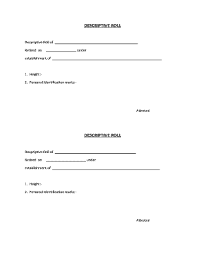 Despriptive Roll of  Form